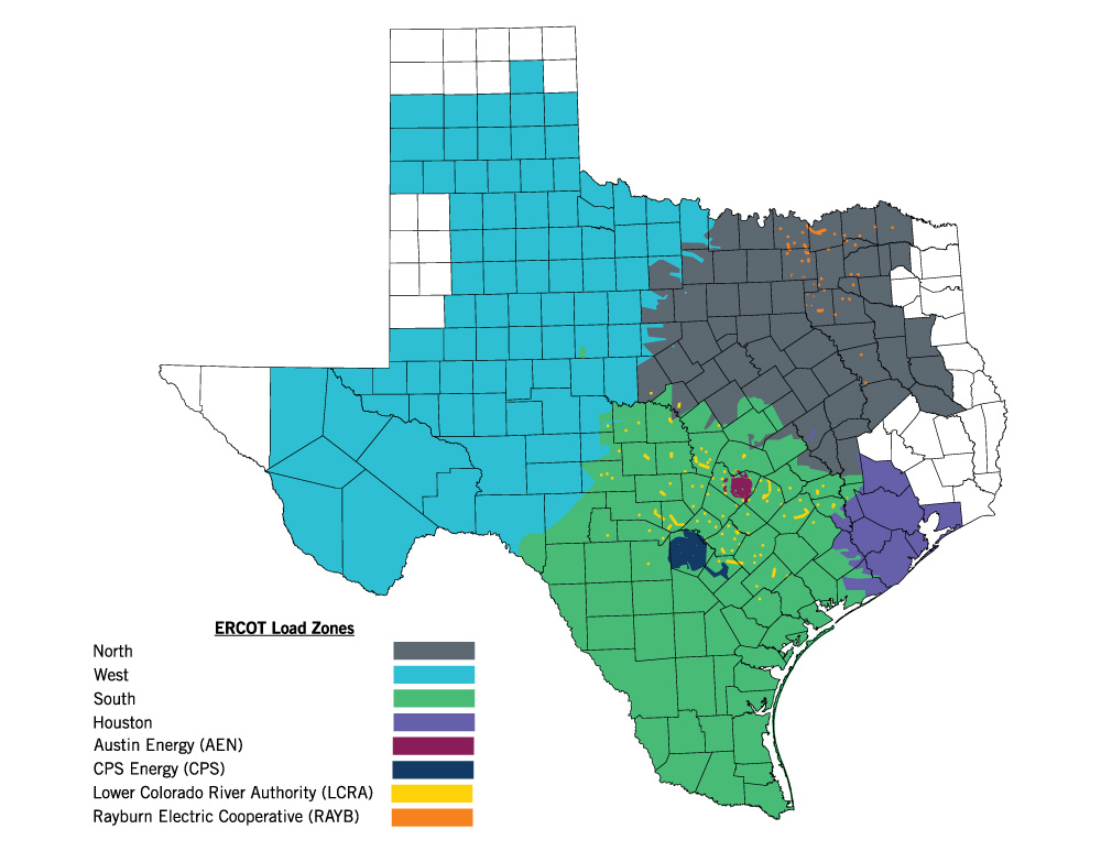 ERCOT Load Zone Map